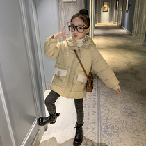 Girl thick down cotton jacket 2021 New Korean version of childrens female children 5-12 years old winter foreign style coat cotton-padded jacket