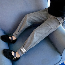 Girls autumn and winter woolen pants 2021 New Han fan fashionable childrens clothing trousers winter girls foreign style pants tide