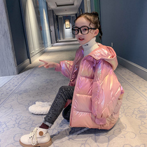 Girls Winter Down Jacket 2021 New Korean Tide Childrens Style Bread White Duck Down Childrens Wear Shine Jacket