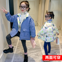 Girls foreign-style thickened cotton-padded clothes winter 2021 new childrens two-sided coat winter cotton-padded jacket childrens clothing