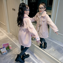 Childrens fur one coat long 2021 New Korean version of foreign style girl thick mink velvet net red coat