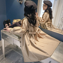 Girls Spring and Autumn Fashion Long Trench Coat Jacket 2021 New Tide Brand Childrens Autumn Fashion Top