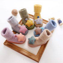 Baby floor socks in spring and autumn and winter thick plus velvet soft leather baby children socks non-slip bottom bell toddler shoes socks