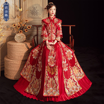 Xiuhefu's new dragon and phoenix coat in 2022 Chinese style shawl women's autumn and winter wedding dress Chinese bride dress