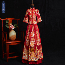 Xiuhefu bride's new young man short-sleeved Chinese toast in 2022 in the cabinet red wedding dress