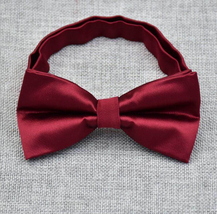 男士韩版经典纯色领结单色光面双层平头领结时尚素色亮面领结