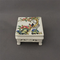 Republic of China pastel flowers and birds rich map square table antique collection old items study ornaments antique old goods