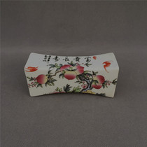 Qing Guangxu pastel Birthday Peach map (rich and long life) pulse pillow papermaking antique porcelain old antique collectibles