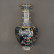 Qing Qianlong Imperial Gift enamel color gold flower and bird vase antique antique collection genuine antique porcelain old objects