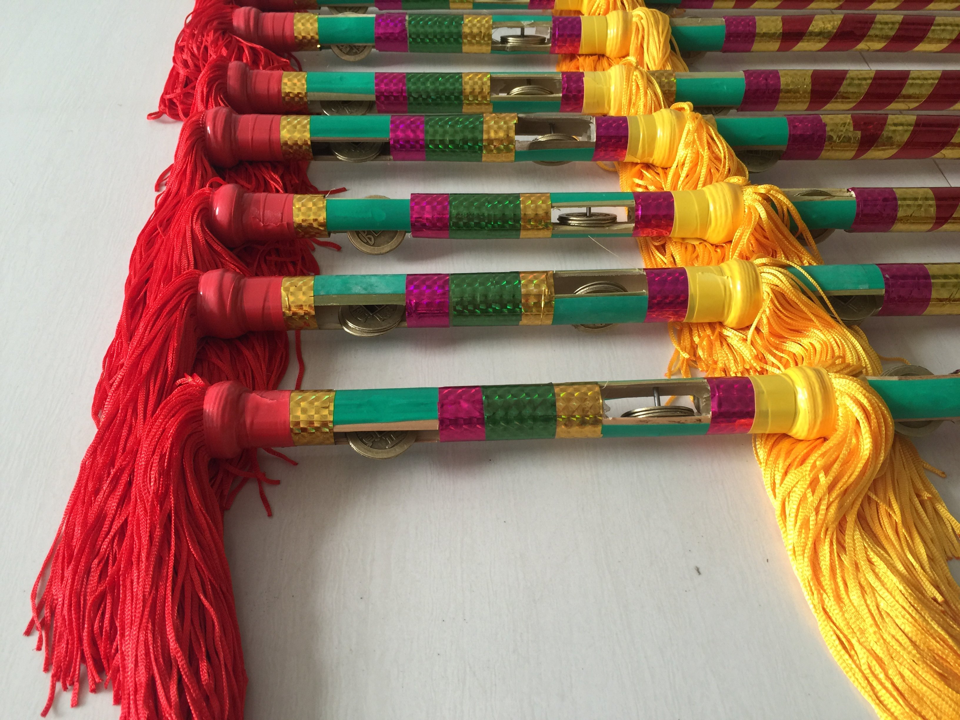 金钱棍钱杆打连响金钱棒打花棍打连厢钱杆舞红黄莲厢棒广场舞道具