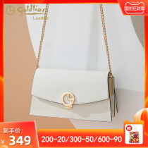 Jinlili womens bag new shoulder bag female leather crossbody bag simple texture small square bag chain bag Black