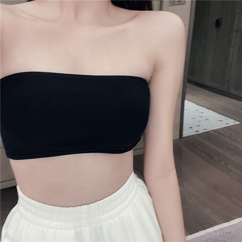 实拍实价~无肩带抹胸女无钢圈小胸聚拢防走光裹胸美背防滑