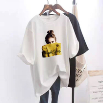 White T-shirt womens 2022 summer new western style loose short-sleeved brushed top printing casual half-sleeve bottoming shirt