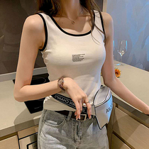 White Camisole Womens 2022 Summer New Letter Slim Fit Stretch Sleeveless T-Shirt Bottom Wear Tight Tide