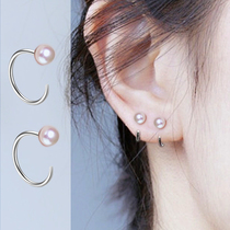 Korean temperament simple circle earrings pearl earrings female sterling silver 2021 new earrings earrings earrings