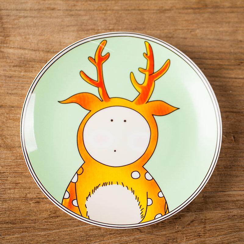 牛排西餐盘子陶瓷餐具可爱儿童创意卡通圆碟子个性水果盘菜盘家用