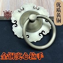 Chinese antique copper circular door ring handle retro hexagonal hand handle ancient door cymbal door handle hand