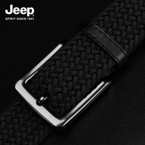 jeep Jeep high-end elastic braided belt casual pants no hole elastic soft belt mens canvas pants