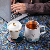 Gilt ceramic mug personal drinking cup with filter office Cup inner tank sterling silver tea separation Cup National Wind
