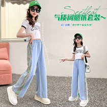 Girls' pants 2022 summer big kids new thin foreign chic Korean style trendy loose explosive street wide leg pants