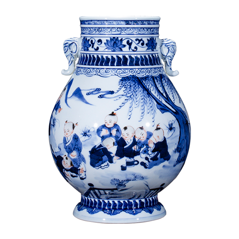 Jingdezhen ceramic vase furnishing articles sitting room flower arranging new Chinese antique blue and white porcelain porcelain home decoration arts and crafts