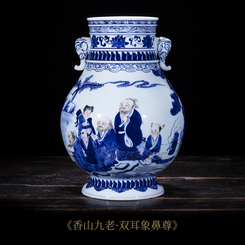 Jingdezhen ceramic vase furnishing articles sitting room flower arranging new Chinese antique blue and white porcelain porcelain home decoration arts and crafts