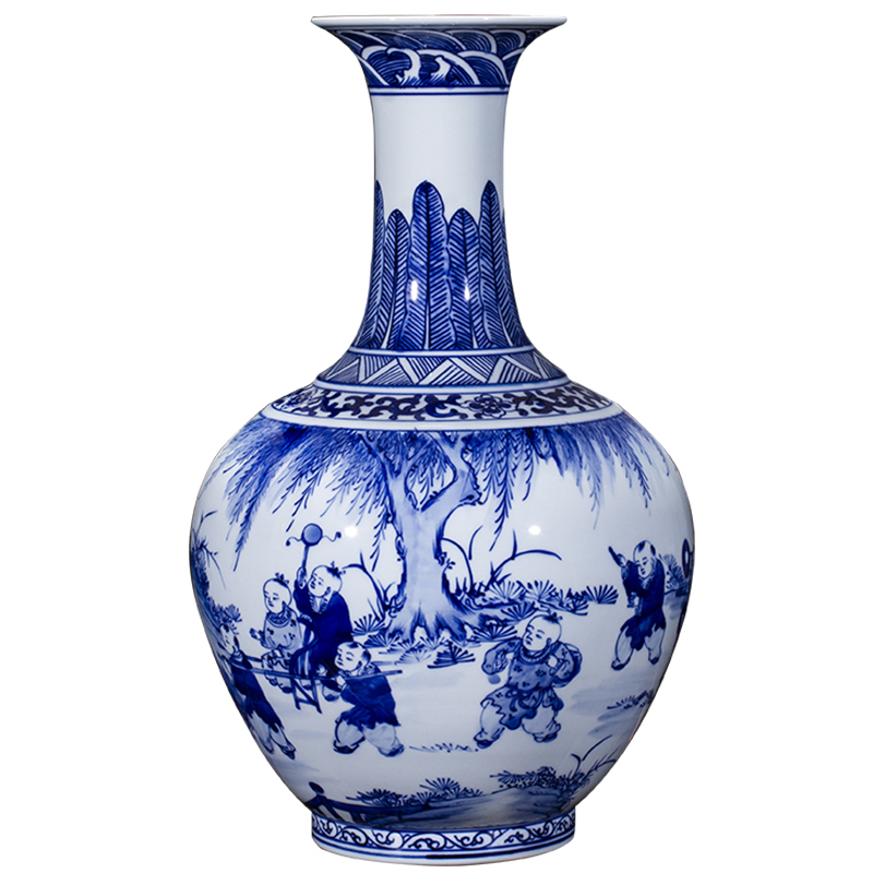 Jingdezhen ceramics furnishing articles antique blue and white porcelain vases, new Chinese style household living room TV ark adornment arranging flowers