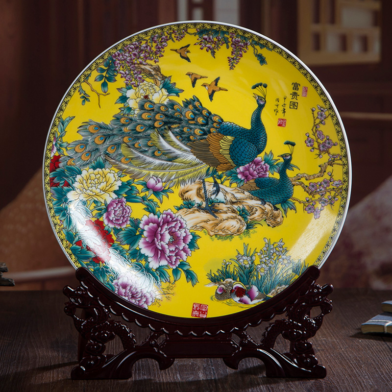 Jingdezhen ceramics faceplate fashionable sitting room adornment home decoration to the base plate of furnishing articles arts and crafts