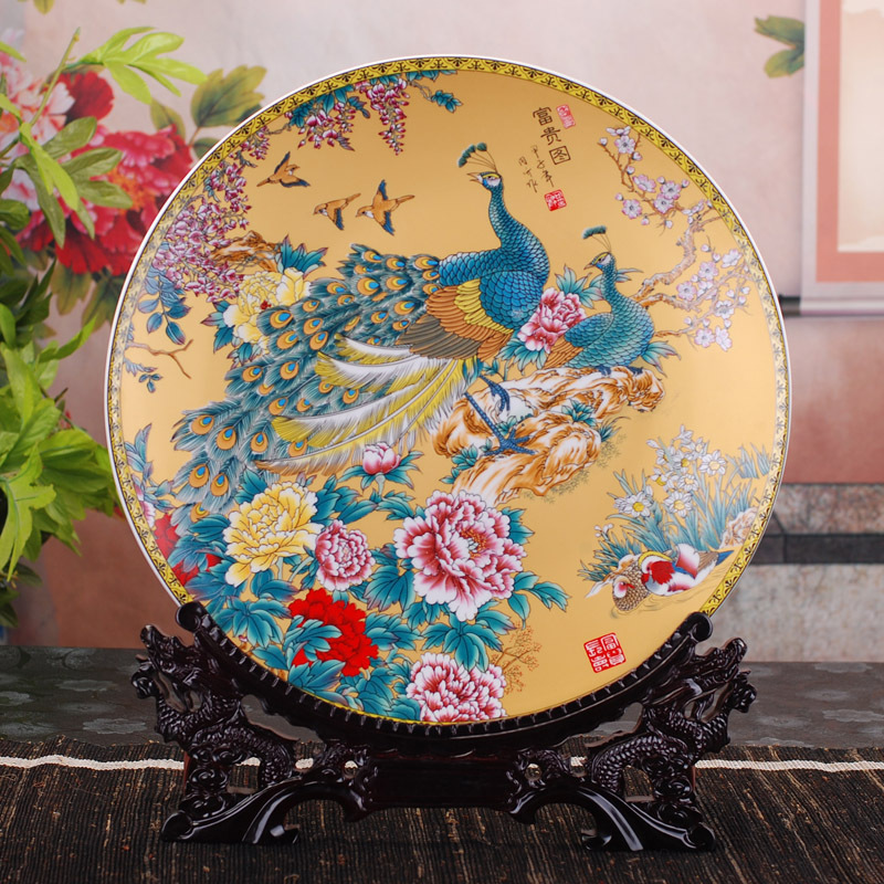 Jingdezhen ceramic decoration plate of 40 cm hang dish household porcelain arts and crafts porcelain child creative furnishing articles furnishing articles