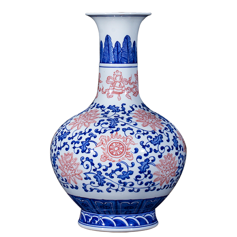 Jingdezhen ceramics furnishing articles antique blue and white porcelain vase bound branches sweet figure sitting room of Chinese style household crafts