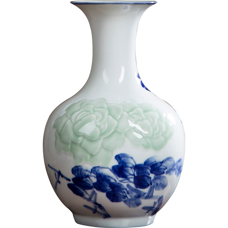 Jingdezhen hand - made ceramic porcelain vase furnishing articles hand - made lotus flower arranging the modern Chinese style living room sitting room adornment