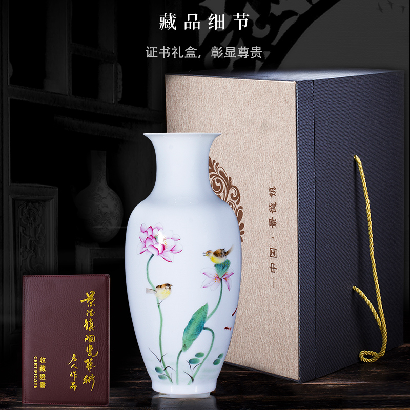 Jingdezhen ceramics new Chinese vase flower arranging home sitting room manual hand - made art crafts home furnishing articles