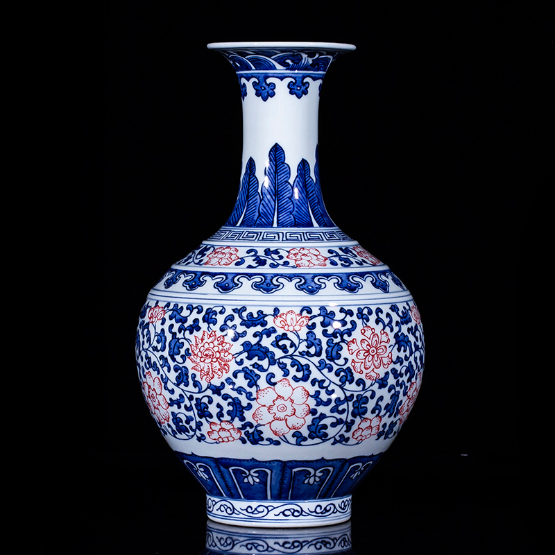 Jingdezhen ceramic antique hand - made of blue and white porcelain vase furnishing articles flower arranging new Chinese style porch decoration decoration