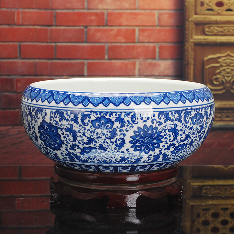 Jingdezhen ceramic aquarium pet gold fish tank water lily basin bowl lotus lotus cylinder cylinder tortoise GangPen sitting room place the flood water