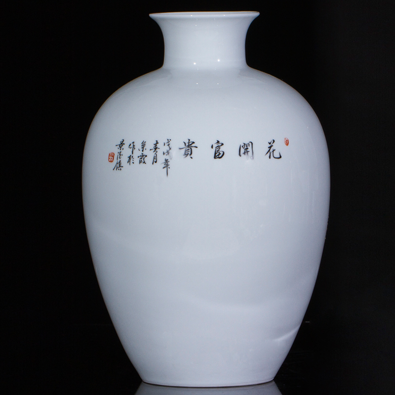 Jingdezhen ceramics famous hand - made ceramic vases, flower arranging new Chinese style living room decoration handicraft furnishing articles of marriage