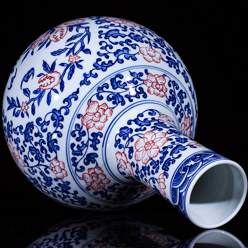 Jingdezhen blue and white hand - made ceramic antique bound lotus flower vases, flower arranging the celestial sphere of new Chinese style sitting room adornment is placed