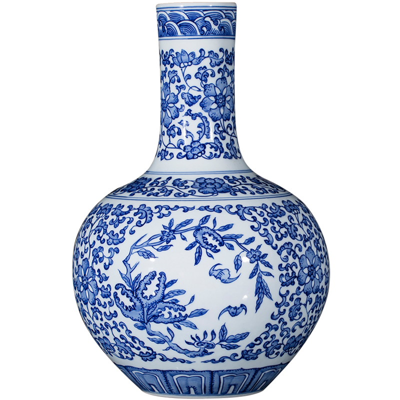 Jingdezhen blue and white hand - made ceramic antique bound lotus flower vases, flower arranging the celestial sphere of new Chinese style sitting room adornment is placed