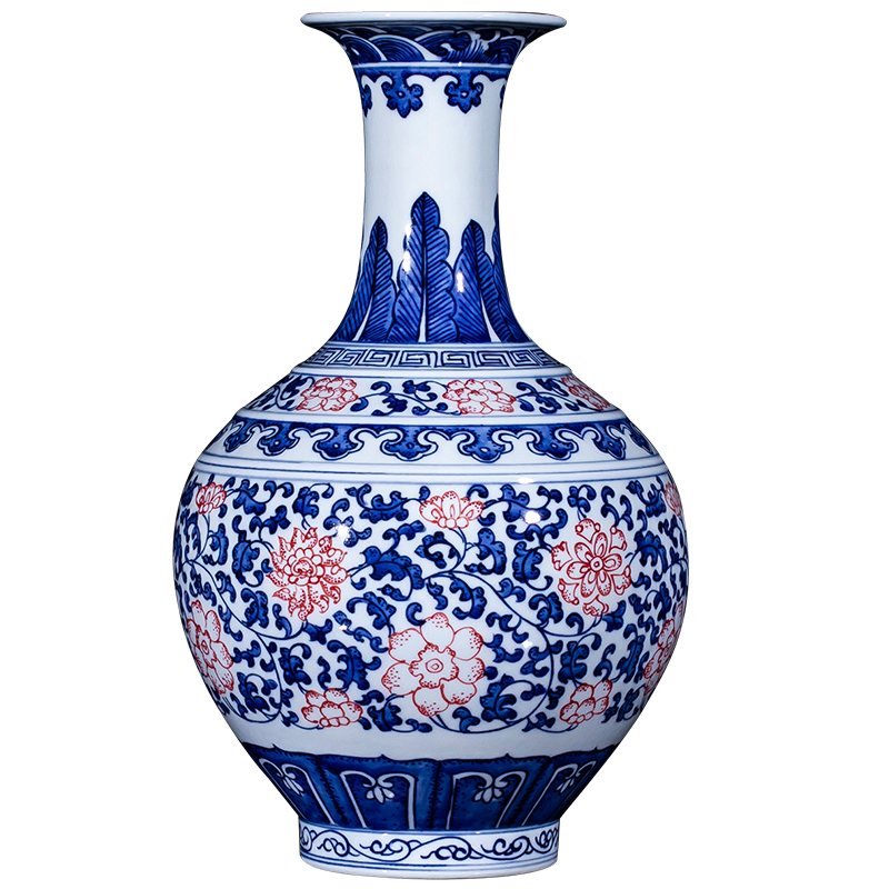 Jingdezhen ceramic antique hand - made of blue and white porcelain vase furnishing articles flower arranging new Chinese style porch decoration decoration