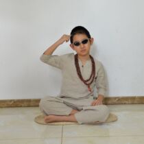 Pure linen cloth childrens kit parent-child fashion fashion meditation clothing improvement Hanfu parent-child linen clothing