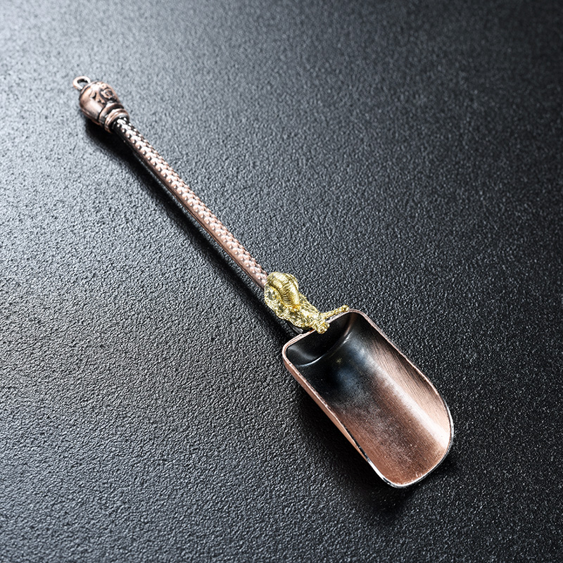 Howe auspicious ebony TSP teaspoons alloy shovel tea is the tea spoon, bamboo kung fu tea tea accessories