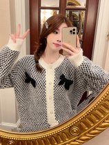 Knock-on-look ~ elegant romantic Romantic Bow Tie Palate Woman Autumn winter Home Thickened Coral Suede Suit