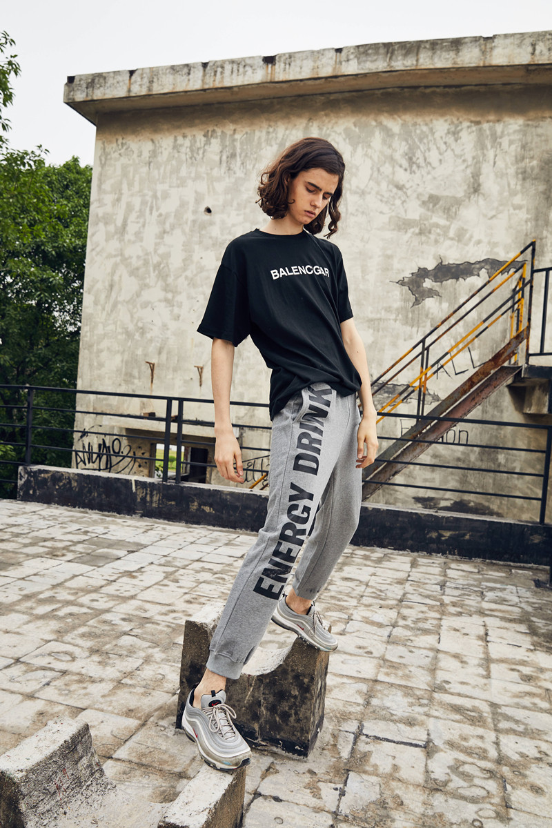 chry studio国潮街拍冠希灰色卫裤束脚裤束腿裤运动裤子pants潮牌