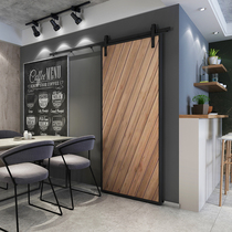 American solid wood barn door industrial wind moving door kitchen bathroom partition door bedroom crane rail sliding door customization