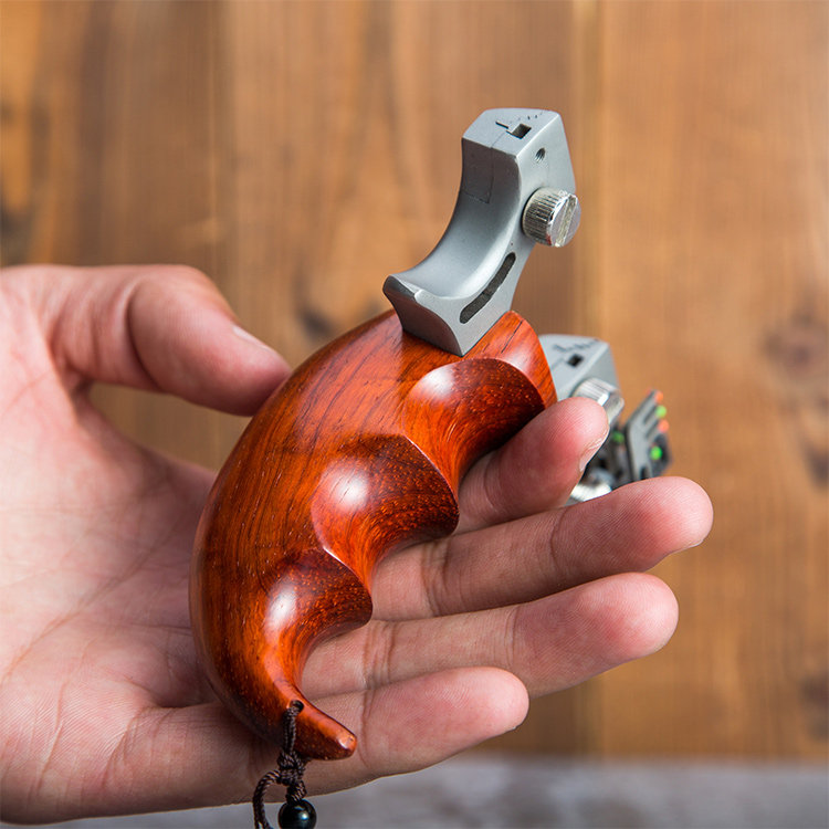 新款凤6代扁皮弹弓高精度免绑快压弓不锈钢实木大威力户外