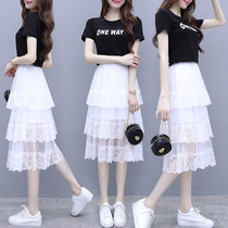 Small sub-dress dress woman 2022 Summer new womens dress pop suit Skirt Summer Mesh Yarn two sets