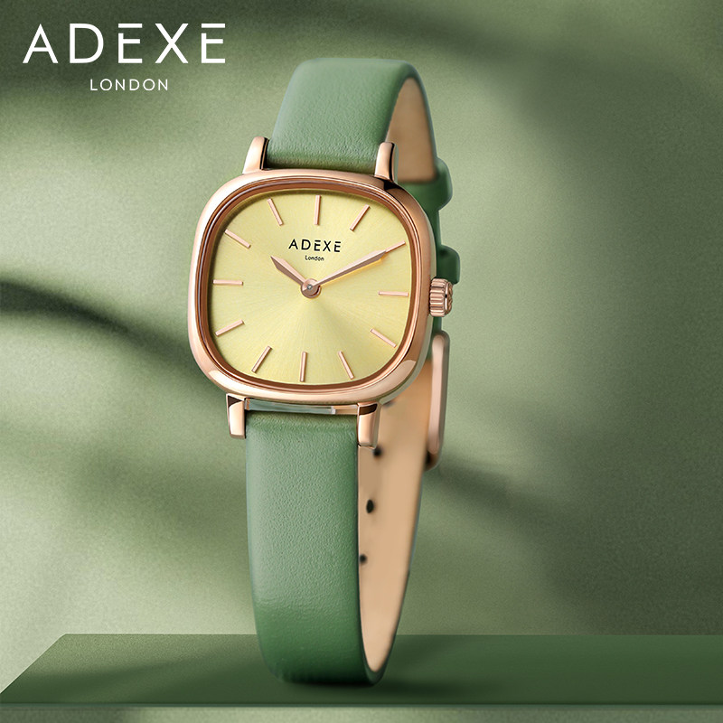 adexe 小绿表 小众轻奢手表女ins风复古时尚女士方表