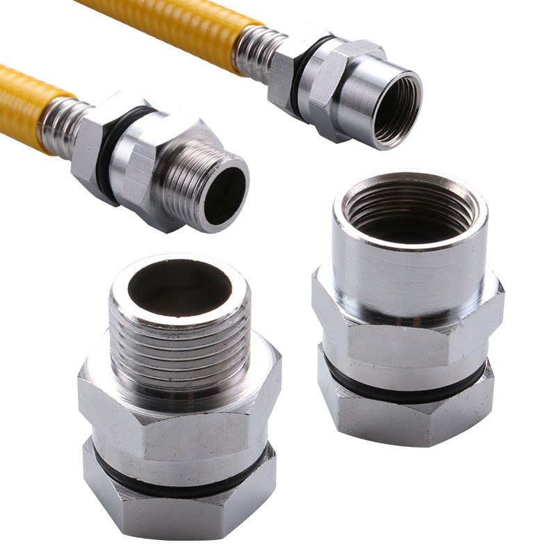 燃气管快速接头 国标16.8天然气波纹管专用铜接头内外丝格林转换