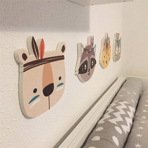Nordic Ins Cute Animal Head Crib Head Wooden Wall Sticking Wall-mounted Childrens Room Decorative Photoshoot Background Photo Background