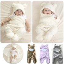Spring and autumn start baby bag by newborn lamb suede Warm Holding Blanket Baby With Leg Type Swaddle Wrap