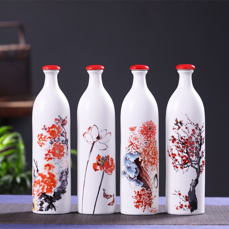 Jingdezhen ceramic bottle hip creative household adornment style sealed bottles ceramic a kilo